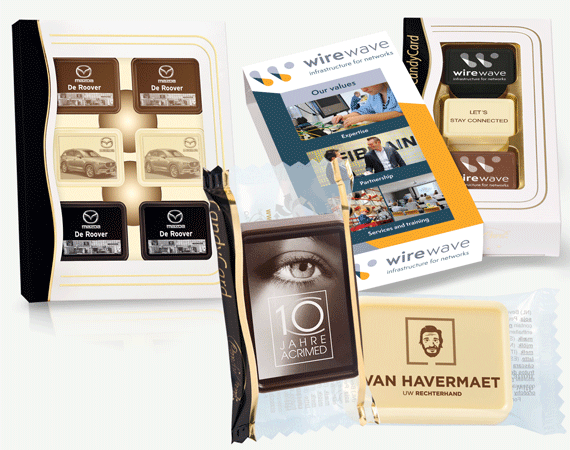 gepersonaliseerde chocolade tabletjes bedrukt met logo of foto voor KMO of MKB_CandyminiCard_CandyCard